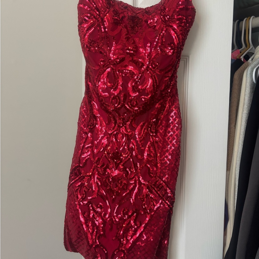 B.Darlin Elegant Red Sequin Dress